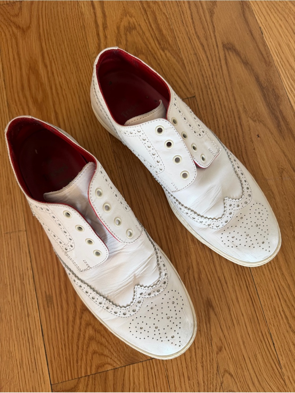 Tricker’s x Comme Des Garçons White Leather Brogues Shoes